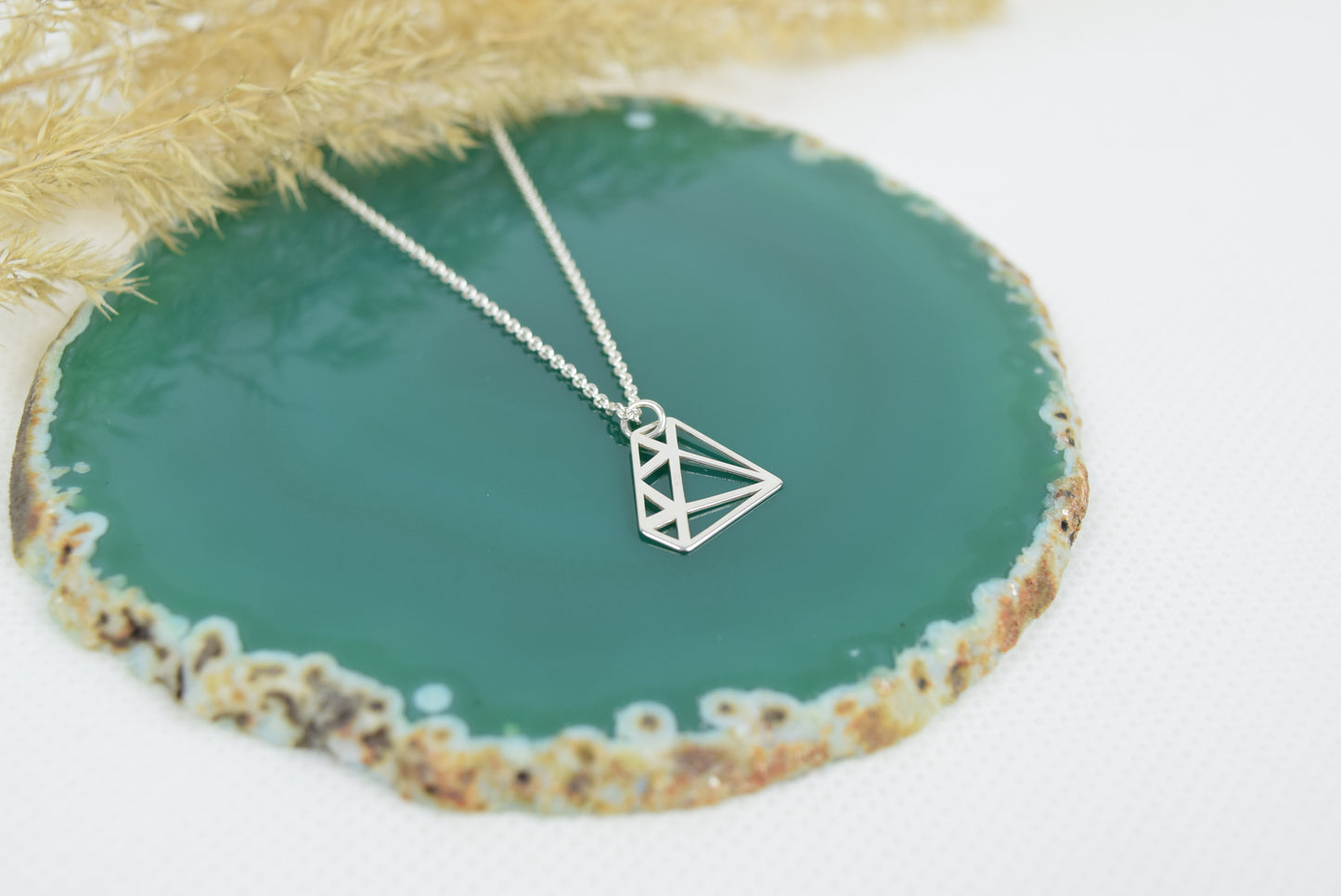 Kette echt Silber 925 Diamantform, grafischer Diamant