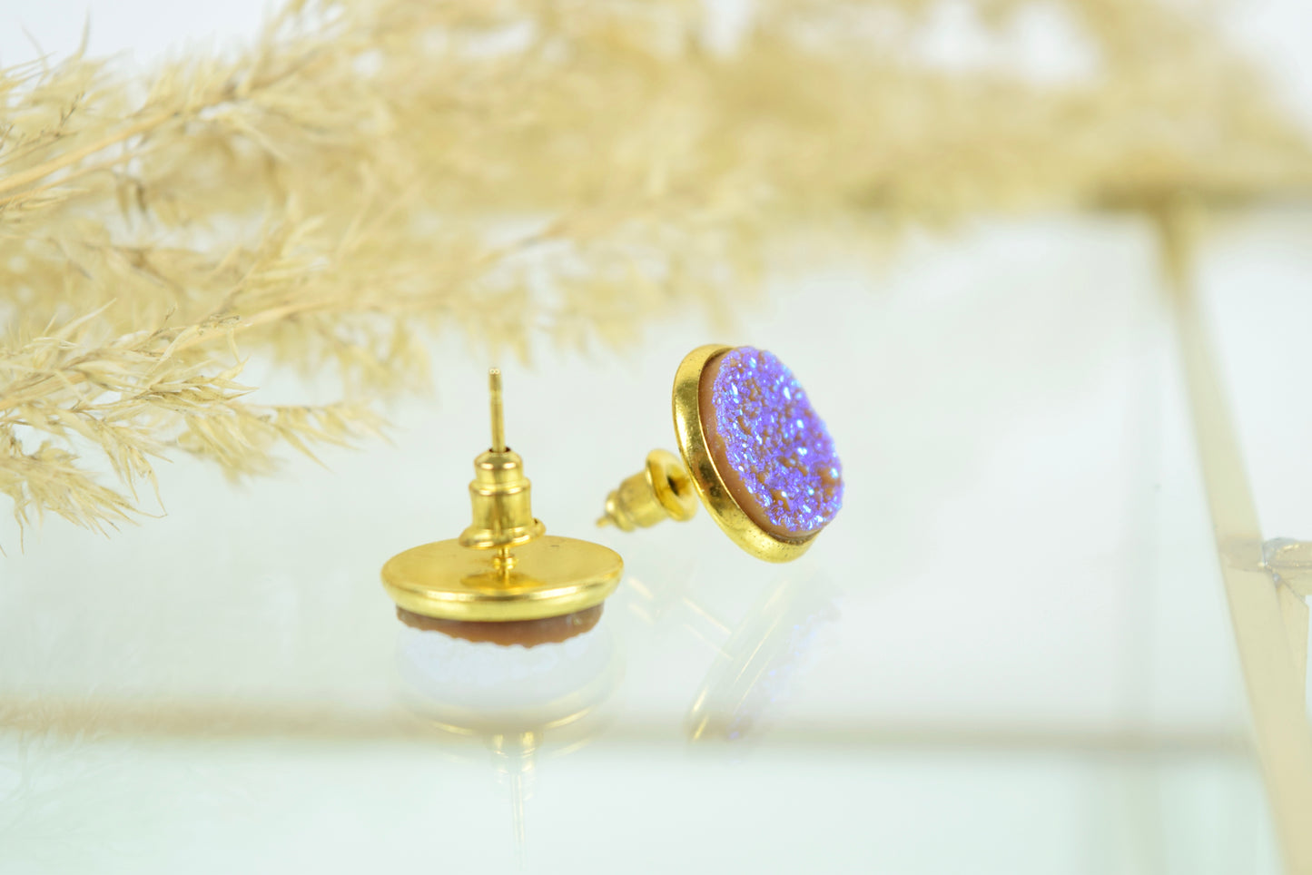 Ohrstecker Kupfer Drusen Look Blau/Lila/Ice ∅12mm