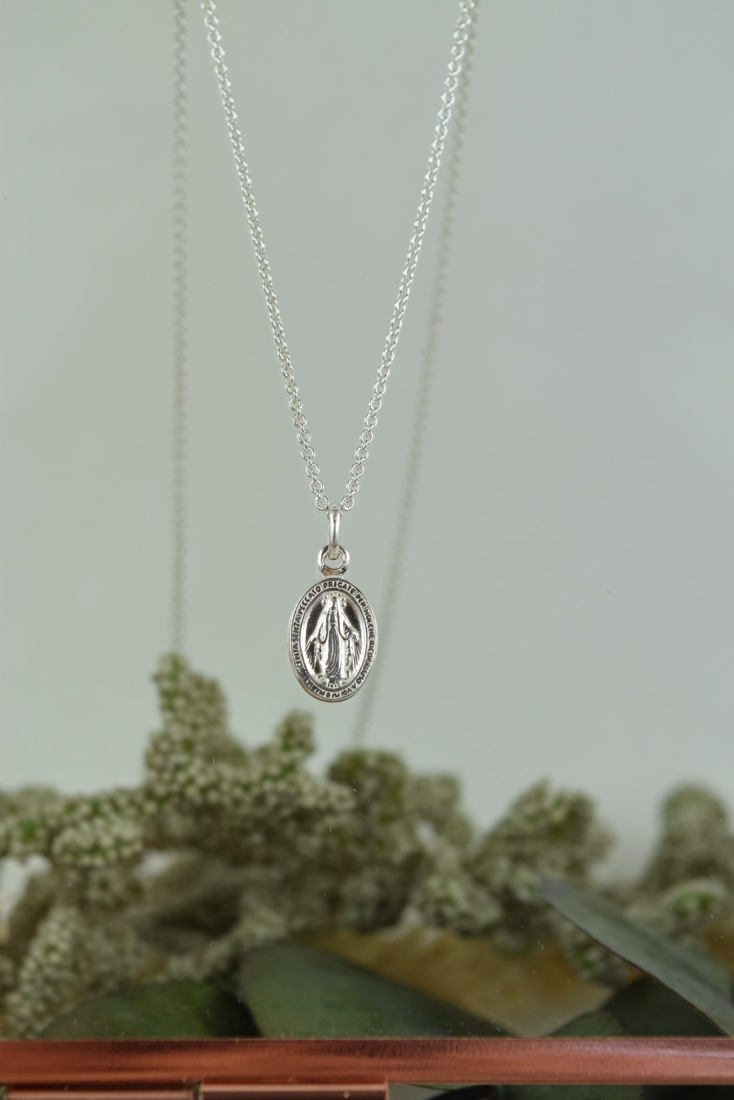 Kette Silber 925 Wundertätige Medaille, heilige Maria, Mantra, Medaillon, Talisman, Schutzpatron