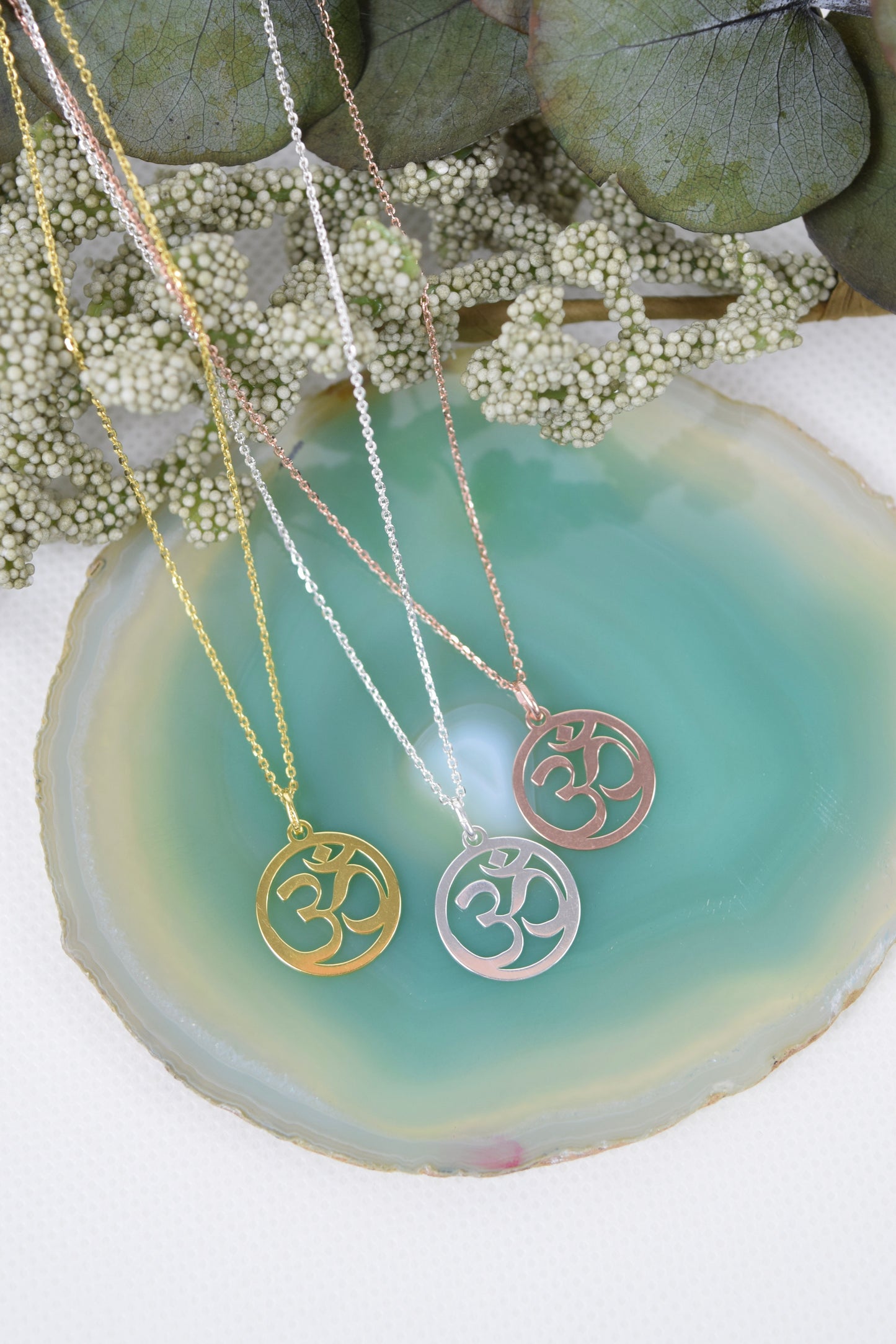 Kette Silber 925 OM, Buddhismus, Glückssymbol Anhänger, Mantra, Yoga