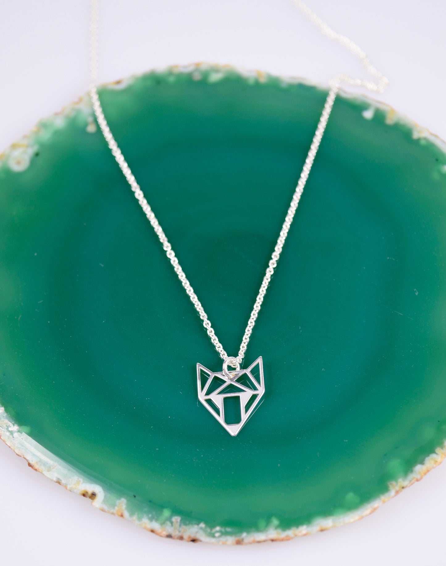 Kette echt Silber 925 Kitsune, Fuchs, Geometrisch, Herbst, Waldtier