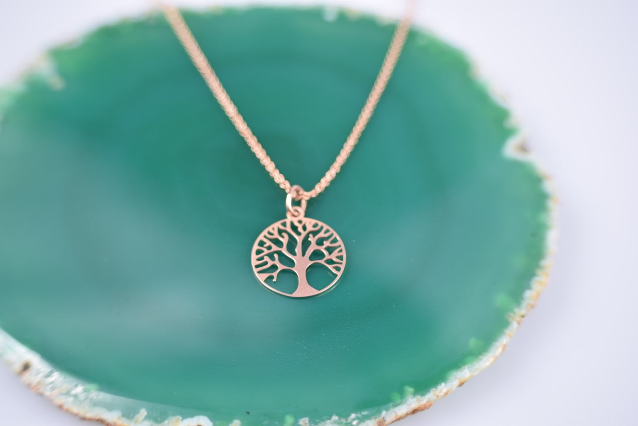 Kette Silber 925 Rosévergoldet Baum des Lebens, Lebensbaum, Axis Mundi