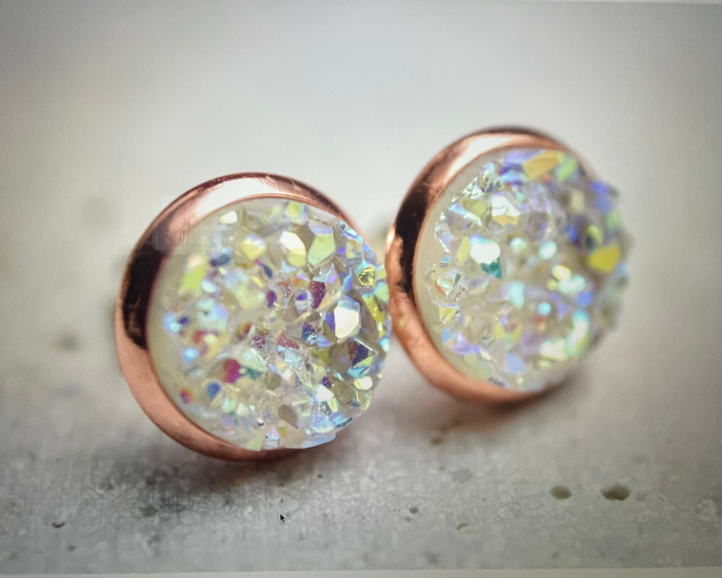Ohrstecker Kupfer Glitter Cabochon Eis ∅10mm