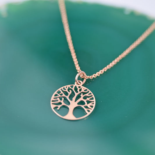 Kette Silber 925 Rosévergoldet Baum des Lebens, Lebensbaum, Axis Mundi