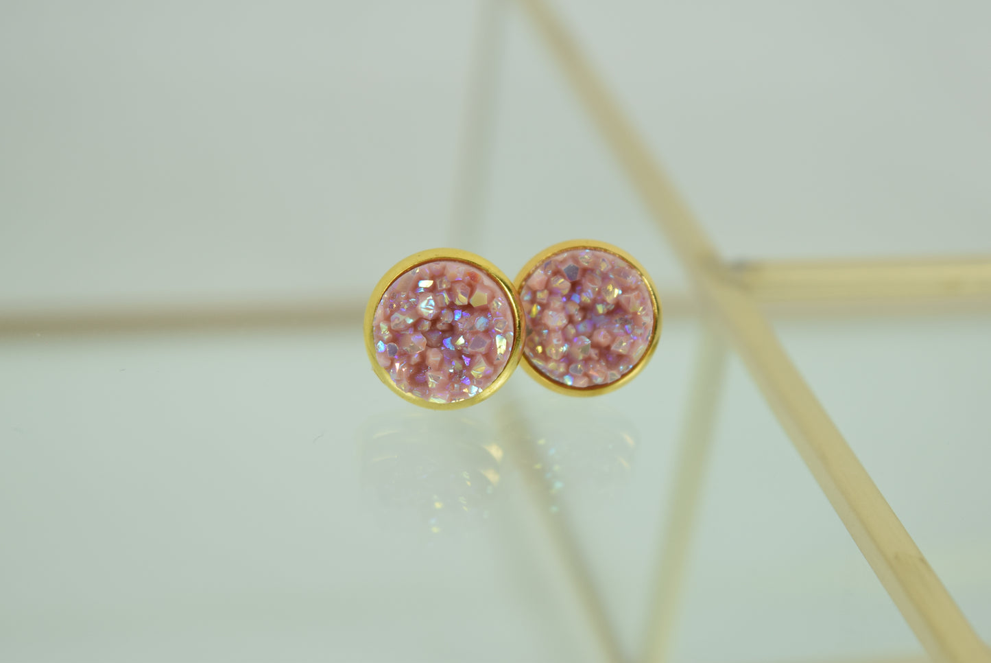 Ohrstecker Gold Mineral Optik Altrosa