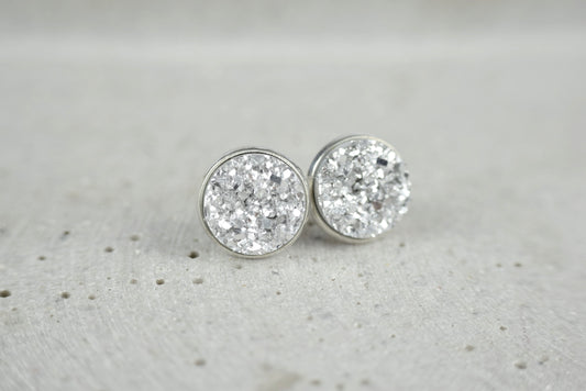 Ohrstecker Silber Drusen Dekor Hell Silber