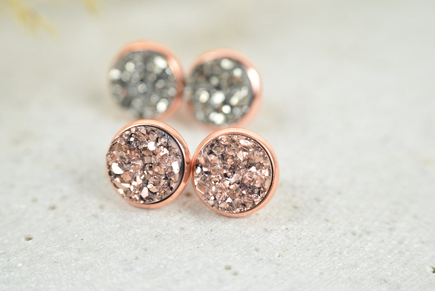 Ohrstecker Drusen Look Rosékupfer zwei Größen