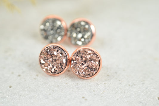 Ohrstecker Drusen Look Rosékupfer zwei Größen