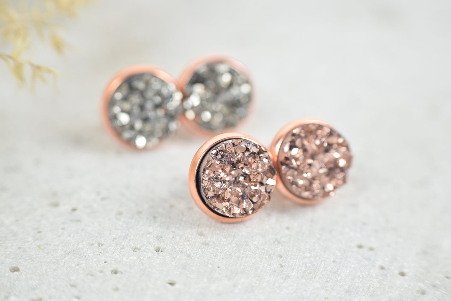Ohrstecker Drusen Look Rosékupfer zwei Größen