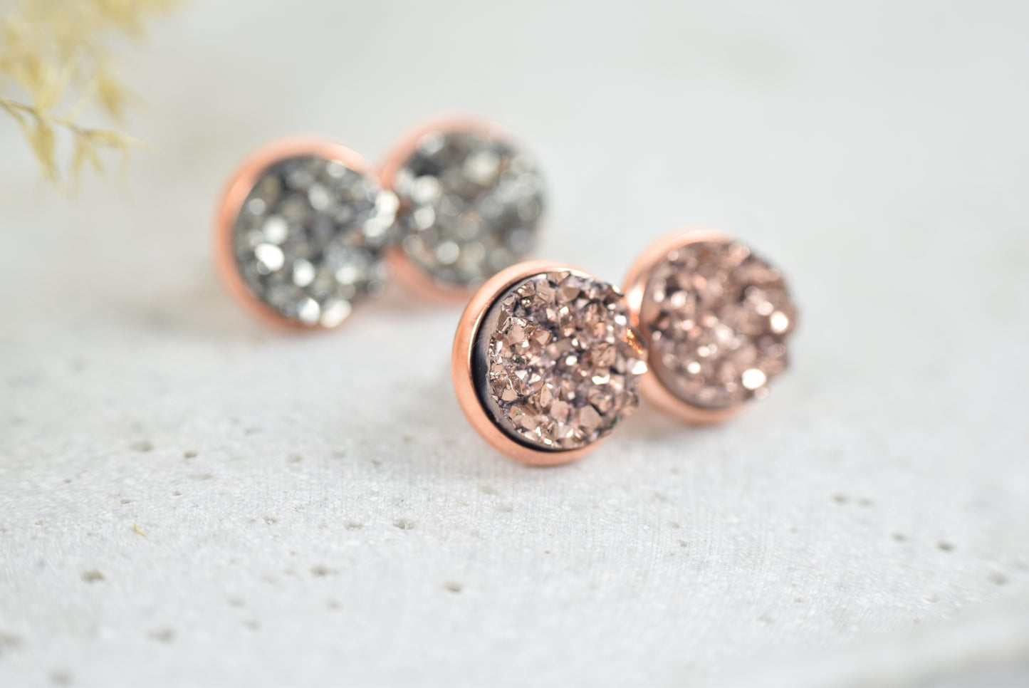 Ohrstecker Drusen Look Rosékupfer zwei Größen