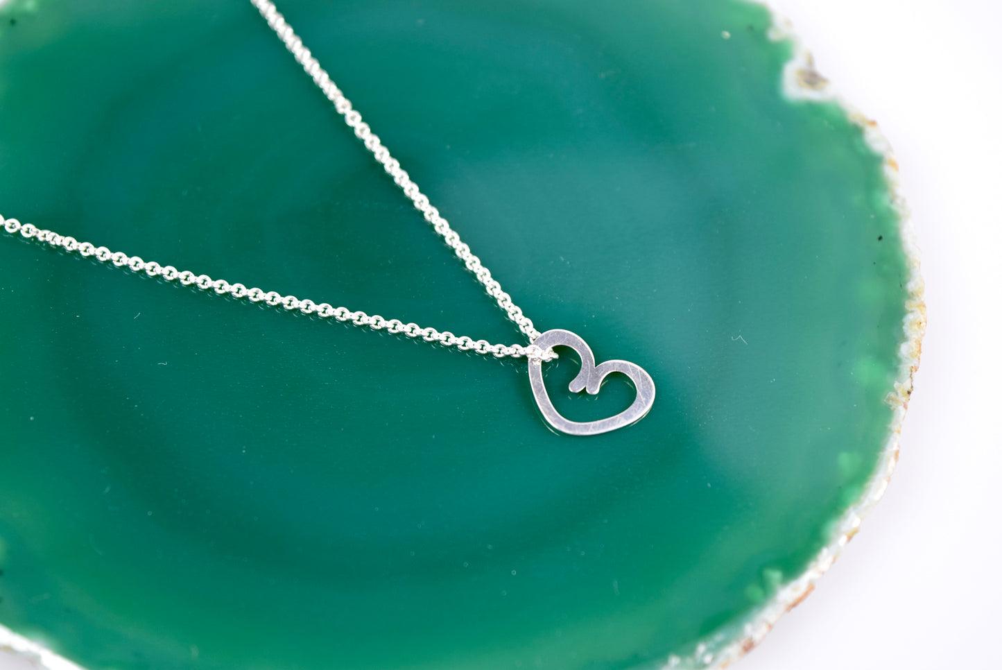 Kette echt Silber 925 Herz, offenes Herz, hängendes Herz