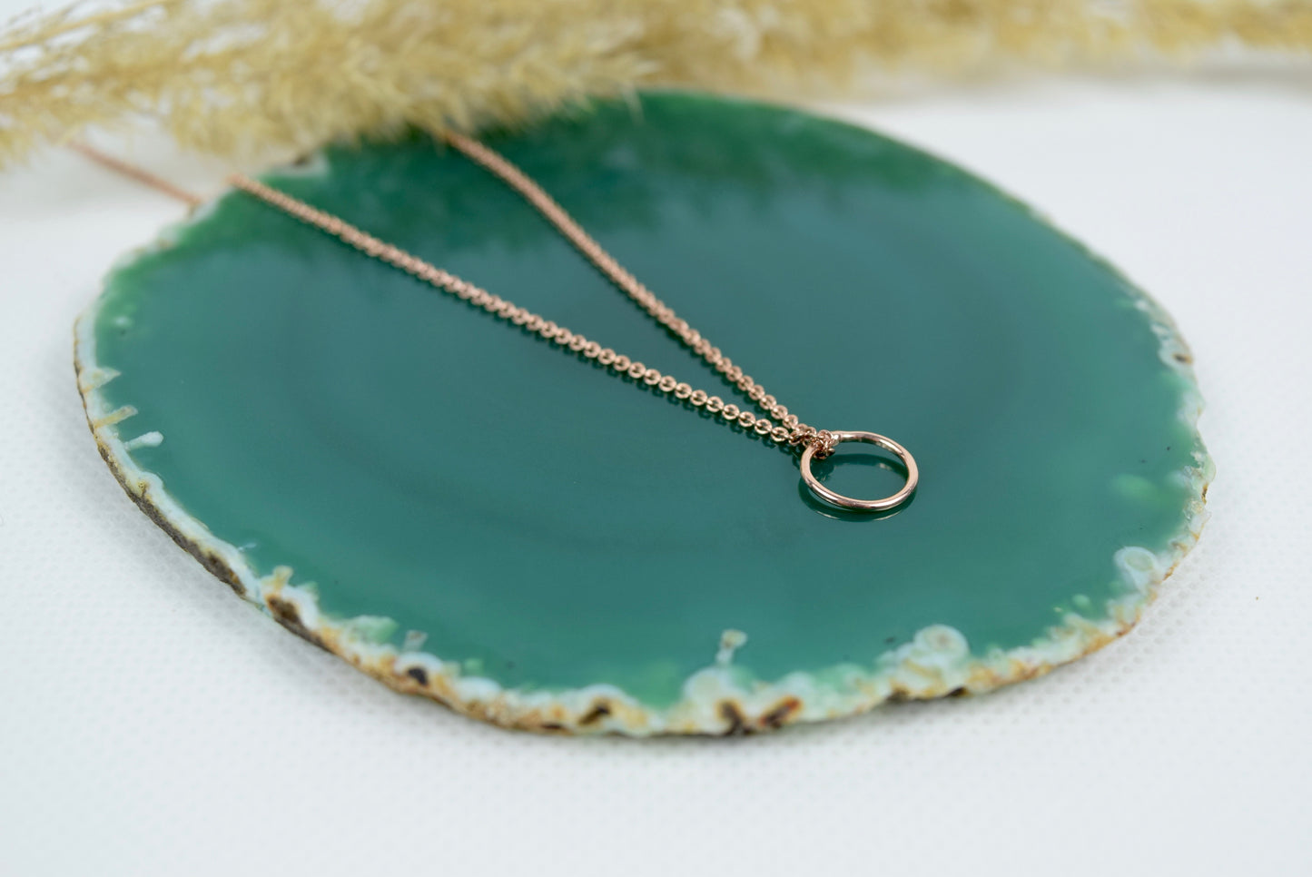 Kette 925 Silber rosévergoldet, kleiner Kreis Anhänger, offener Ring, Unendlichkeit, Vollkommenheit, Kreis Anhänger