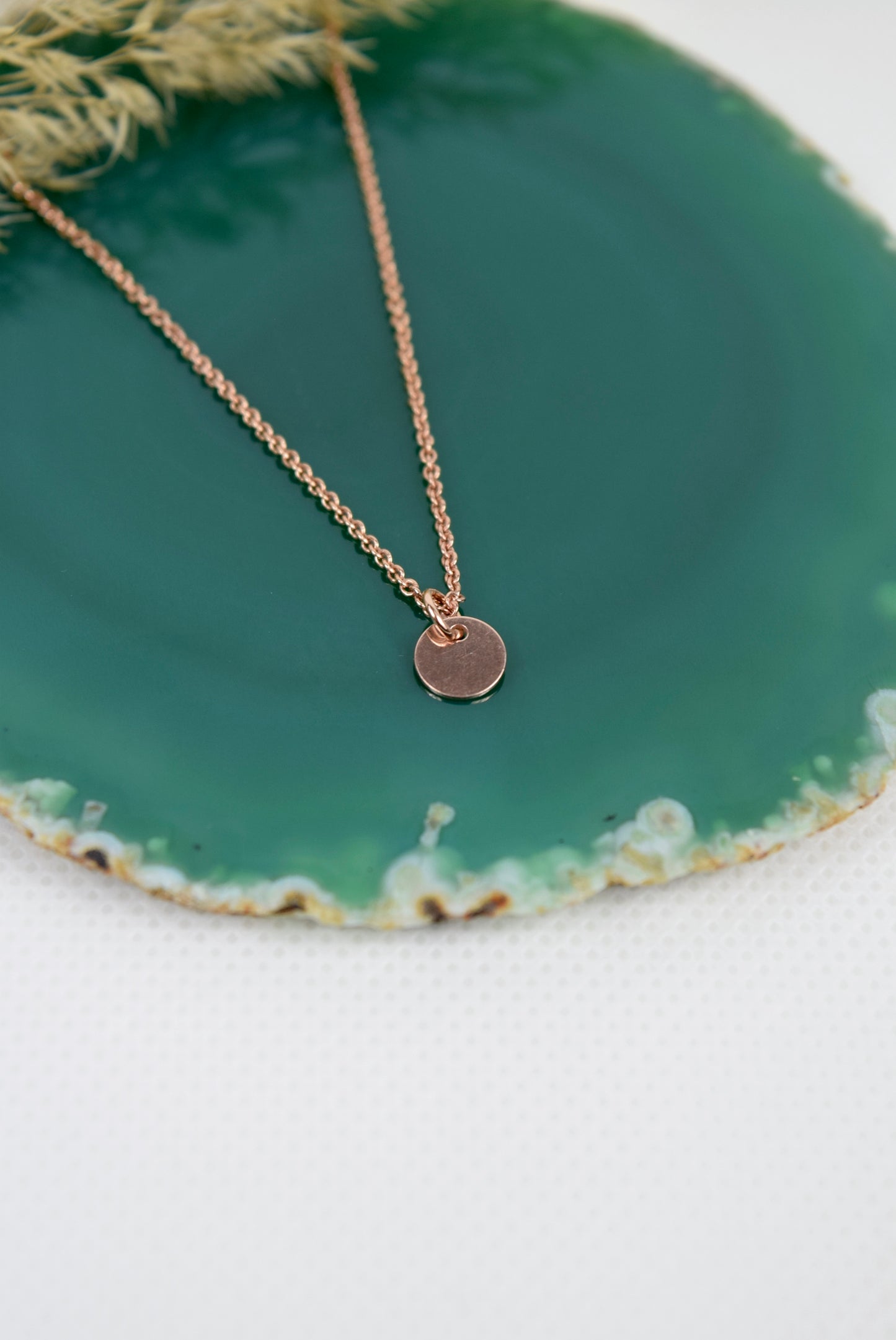 Kette Silber 925 rosévergoldet mit Anhänger Plättchen, mini Plakette