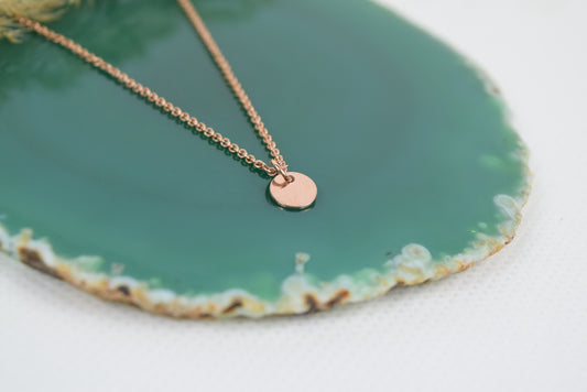 Kette Silber 925 rosévergoldet mit Anhänger Plättchen, mini Plakette