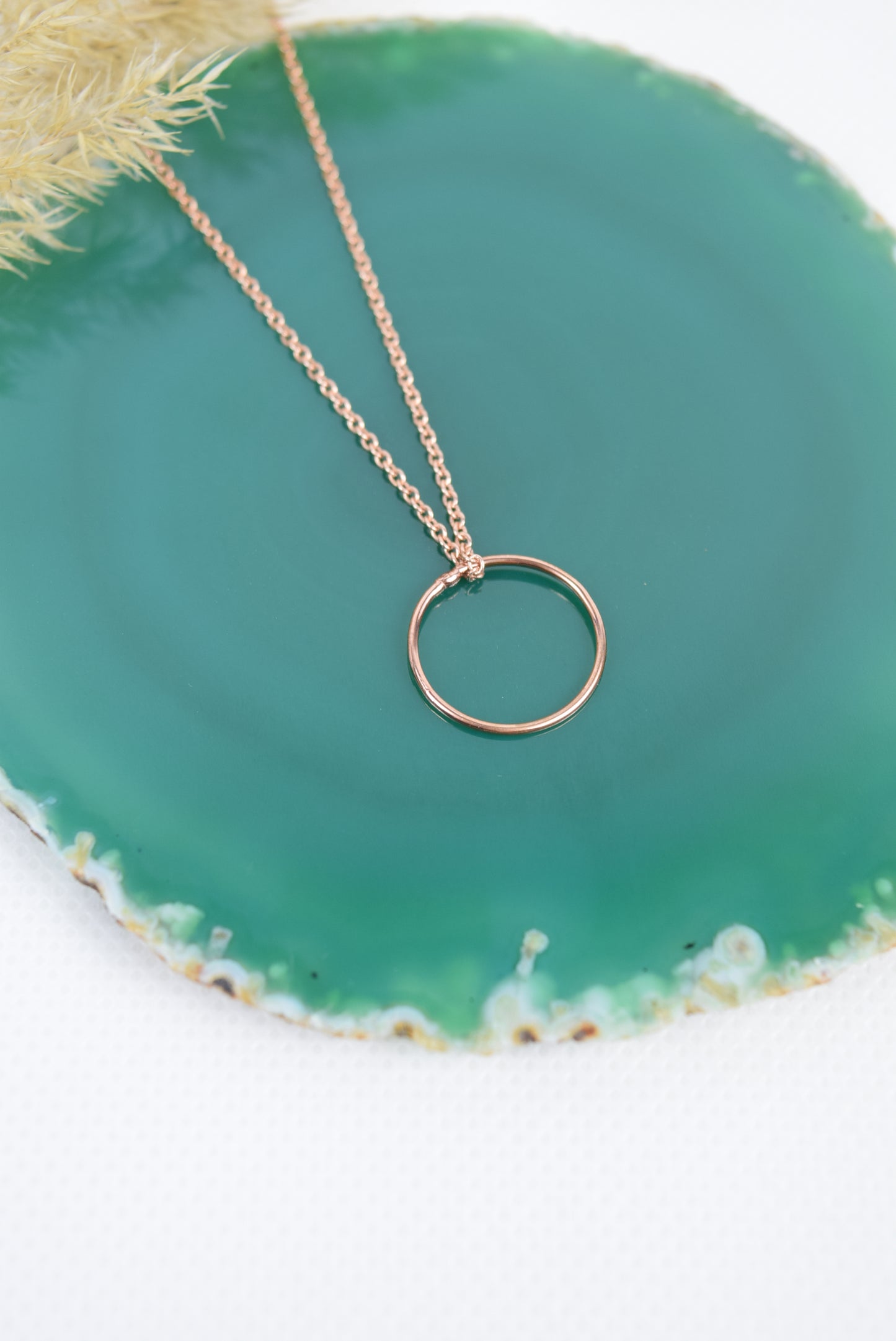 Kette 925 Silber oder Silber rosévergoldet, großer Kreis Anhänger, offener Ring, Unendlichkeit, Vollkommenheit, Kreis Anhänger