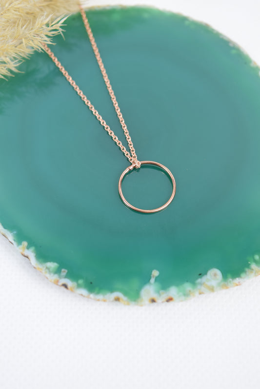 Kette 925 Silber oder Silber rosévergoldet, großer Kreis Anhänger, offener Ring, Unendlichkeit, Vollkommenheit, Kreis Anhänger