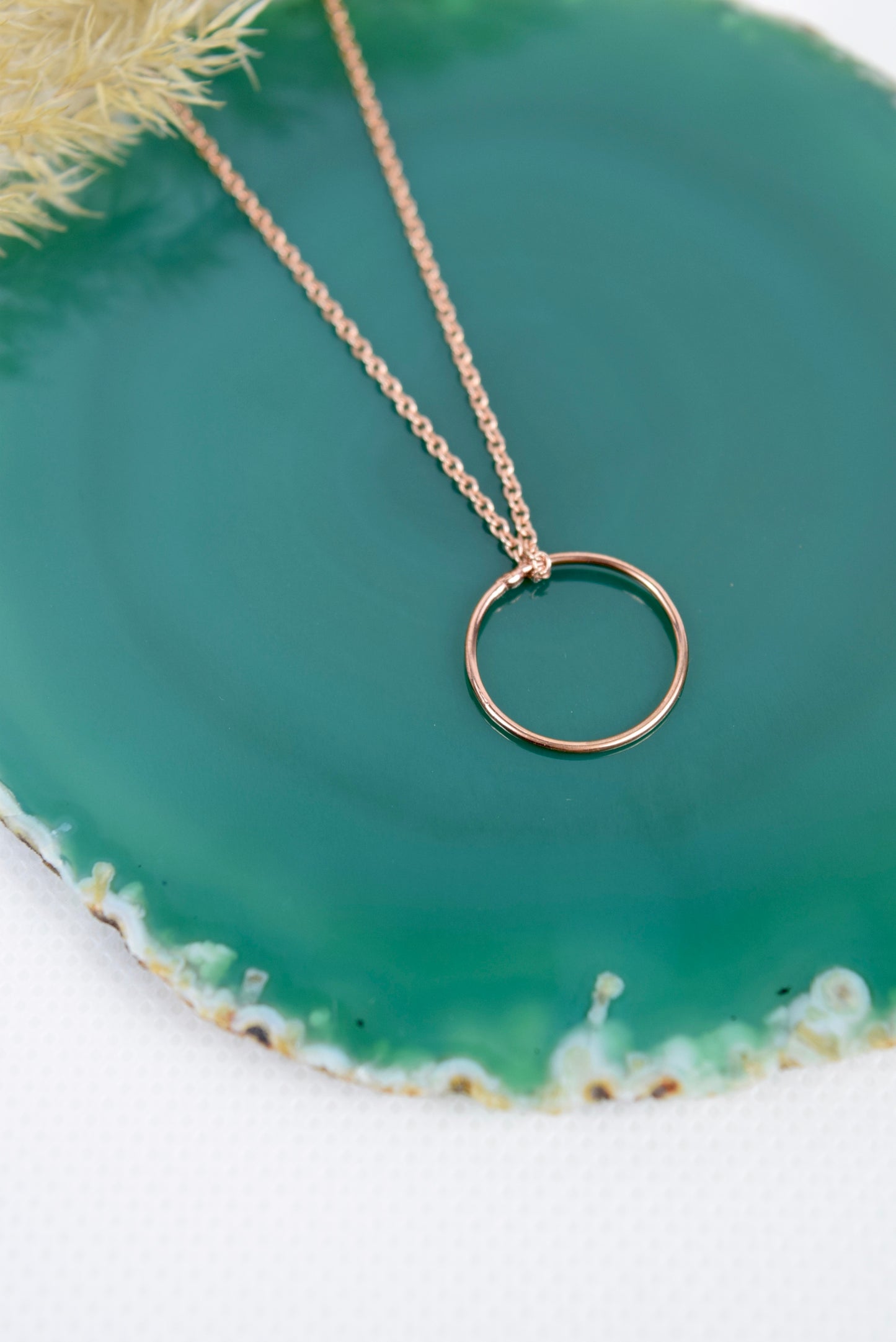 Kette 925 Silber oder Silber rosévergoldet, großer Kreis Anhänger, offener Ring, Unendlichkeit, Vollkommenheit, Kreis Anhänger