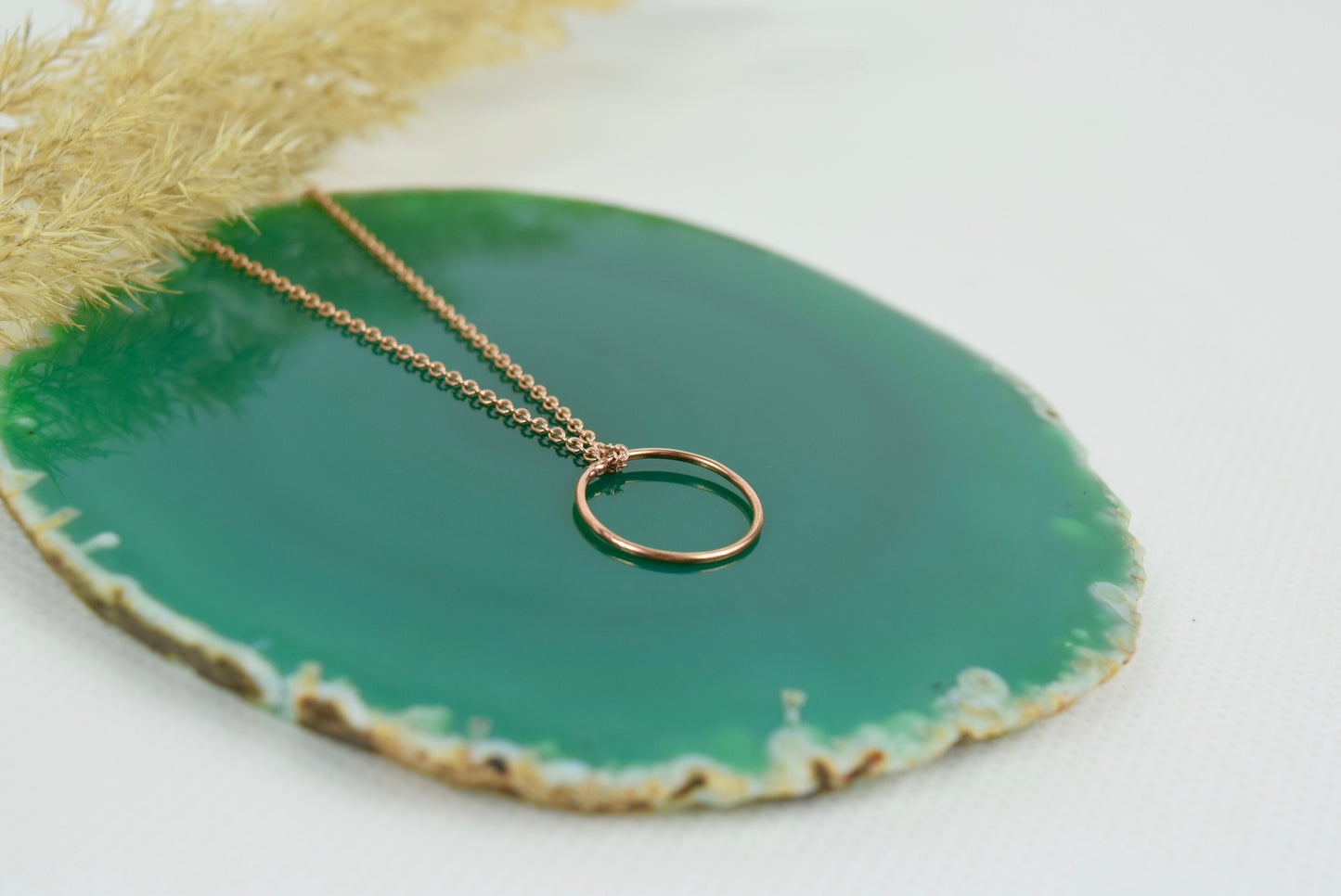 Kette 925 Silber oder Silber rosévergoldet, großer Kreis Anhänger, offener Ring, Unendlichkeit, Vollkommenheit, Kreis Anhänger