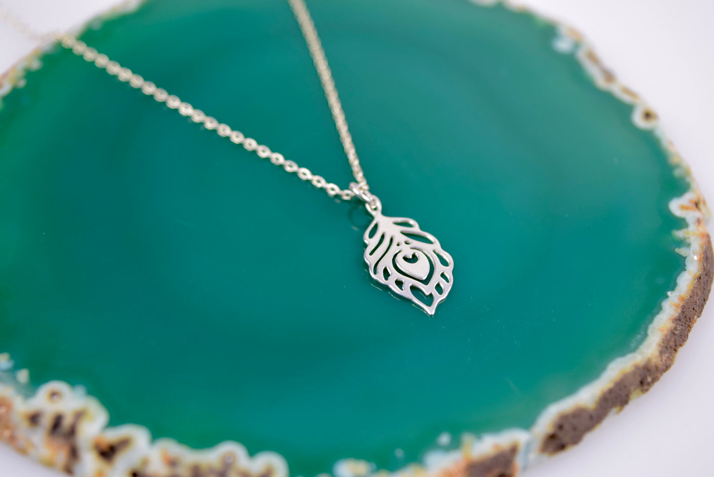 Kette echt Silber 925 Feder, Seligkeit, Symbol des Himmels, Paradiesvogel