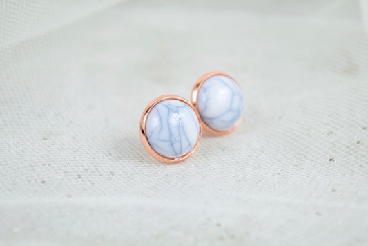 Ohrstecker Kupfer Cabochon Marmor Look, Stein Look