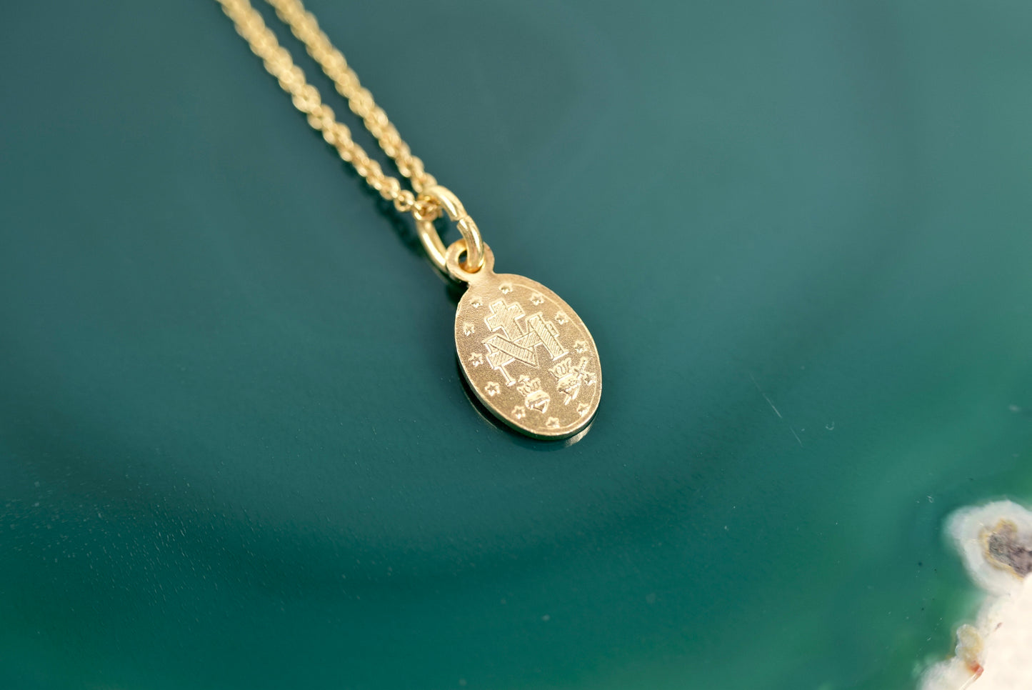 Kette Silber 925 vergoldet Wundertätige Medaille, heilige Maria, Mantra, Medaillon, Talisman, Schutzpatron