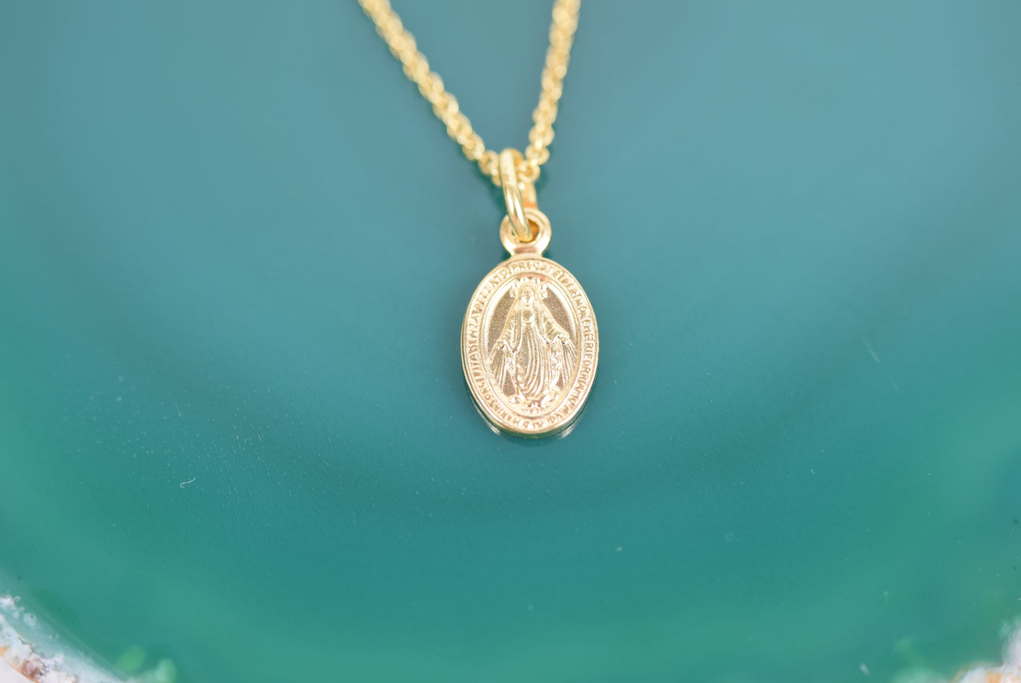 Kette Silber 925 vergoldet Wundertätige Medaille, heilige Maria, Mantra, Medaillon, Talisman, Schutzpatron