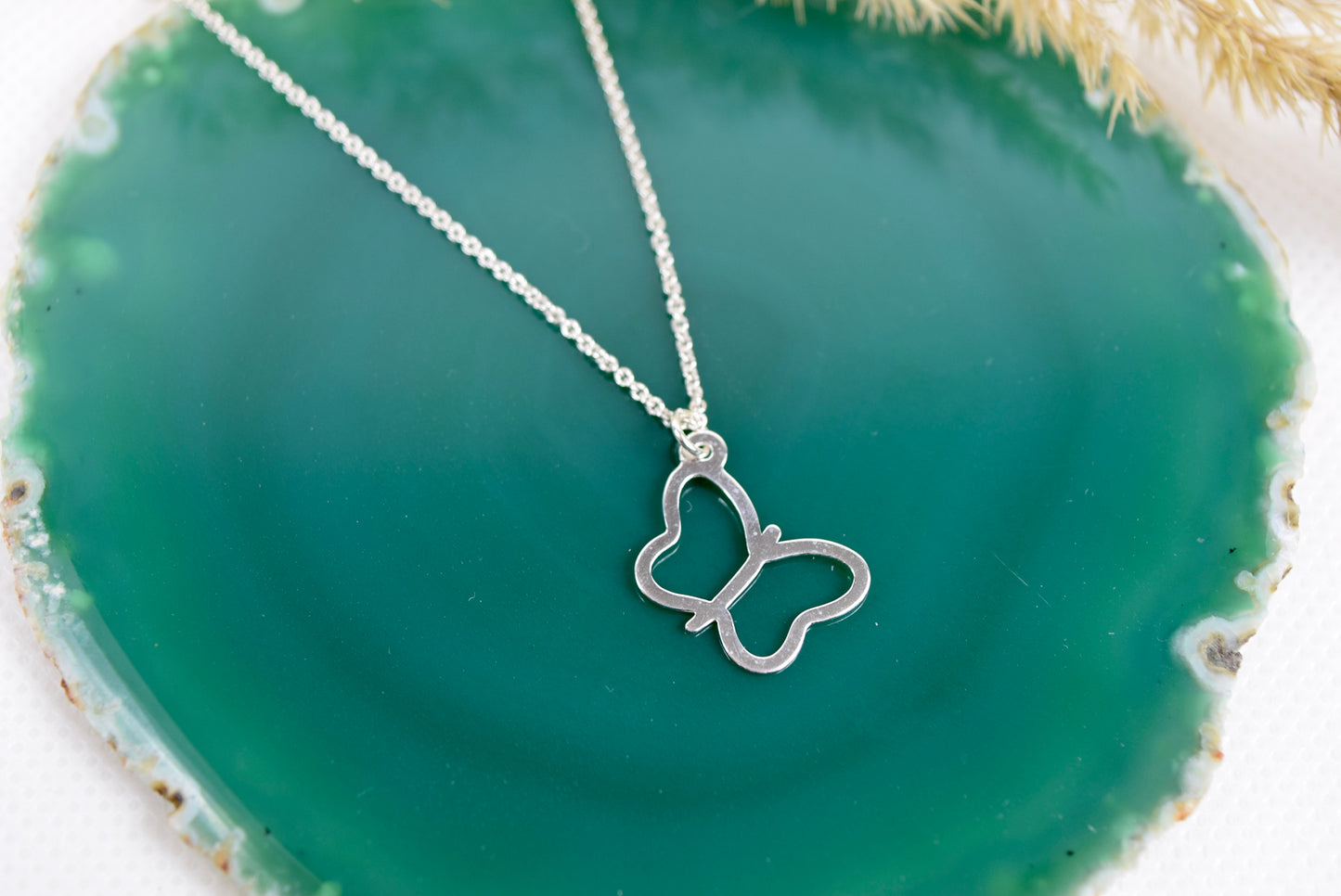 Kette echt Silber 925 Schmetterling, offener Schmetterling, Sommer, Auferstehung, Wandel, freie Seele