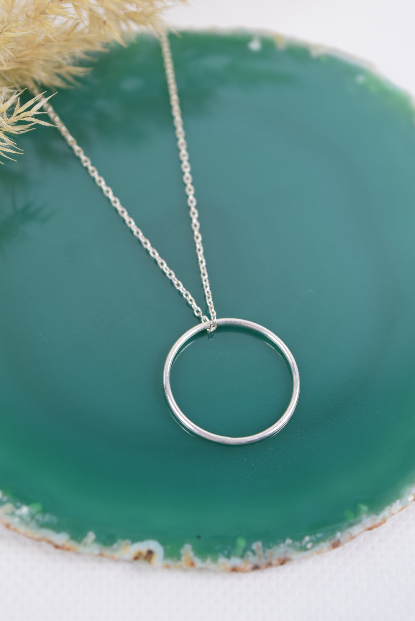 Kette 925 Silber oder Silber rosévergoldet, großer Kreis Anhänger, offener Ring, Unendlichkeit, Vollkommenheit, Kreis Anhänger