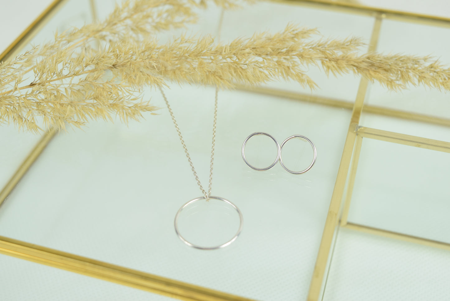 Kette 925 Silber oder Silber rosévergoldet, großer Kreis Anhänger, offener Ring, Unendlichkeit, Vollkommenheit, Kreis Anhänger