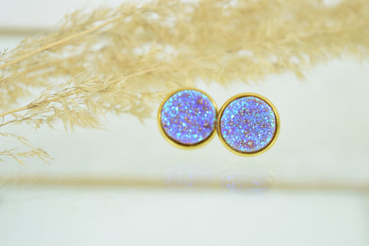 Ohrstecker Kupfer Drusen Look Blau/Lila/Ice ∅12mm