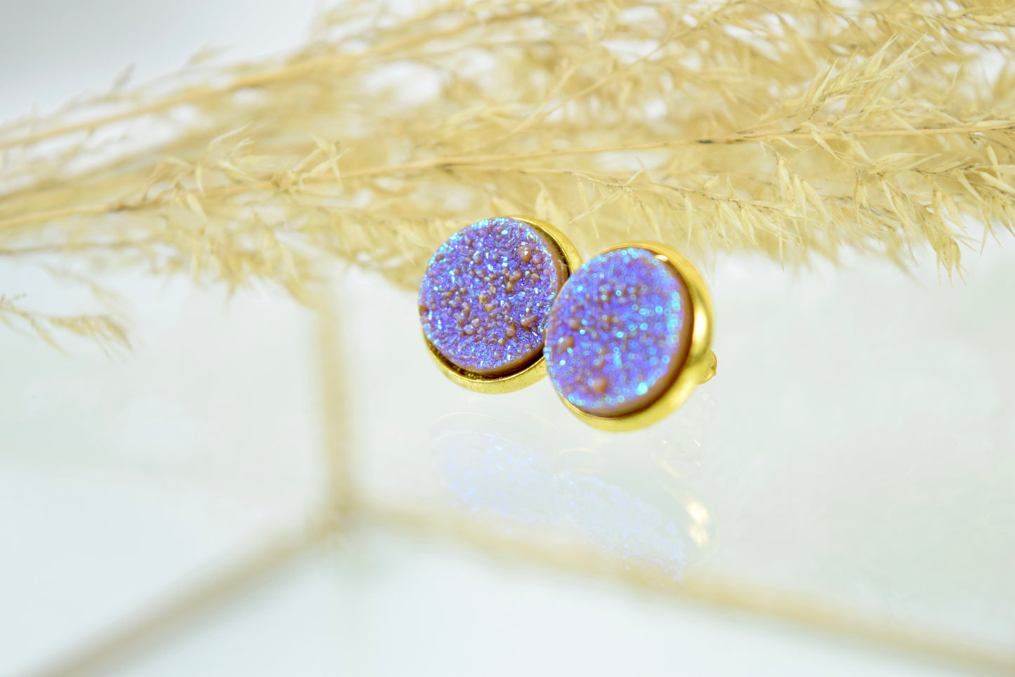 Ohrstecker Kupfer Drusen Look Blau/Lila/Ice ∅12mm