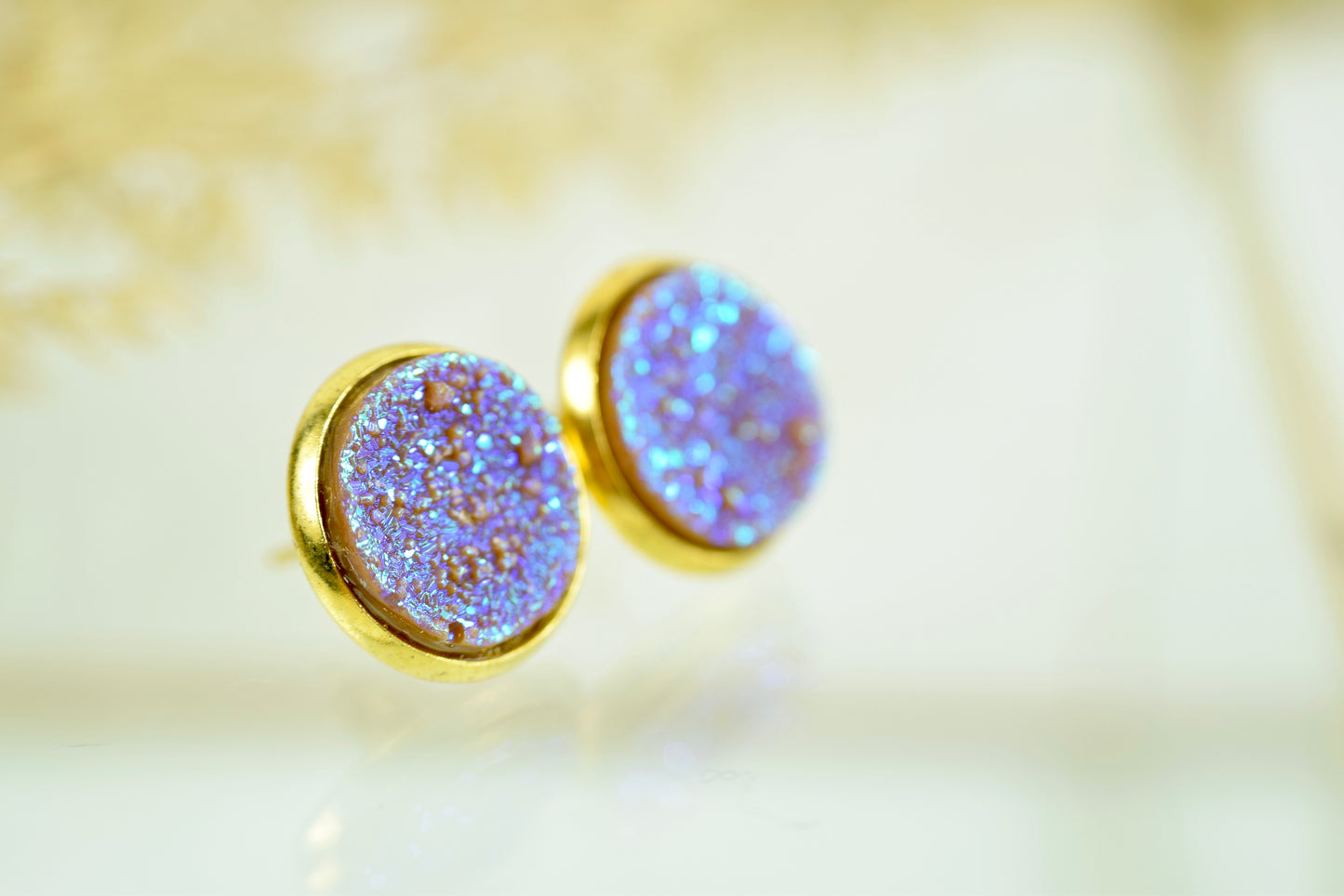 Ohrstecker Kupfer Drusen Look Blau/Lila/Ice ∅12mm