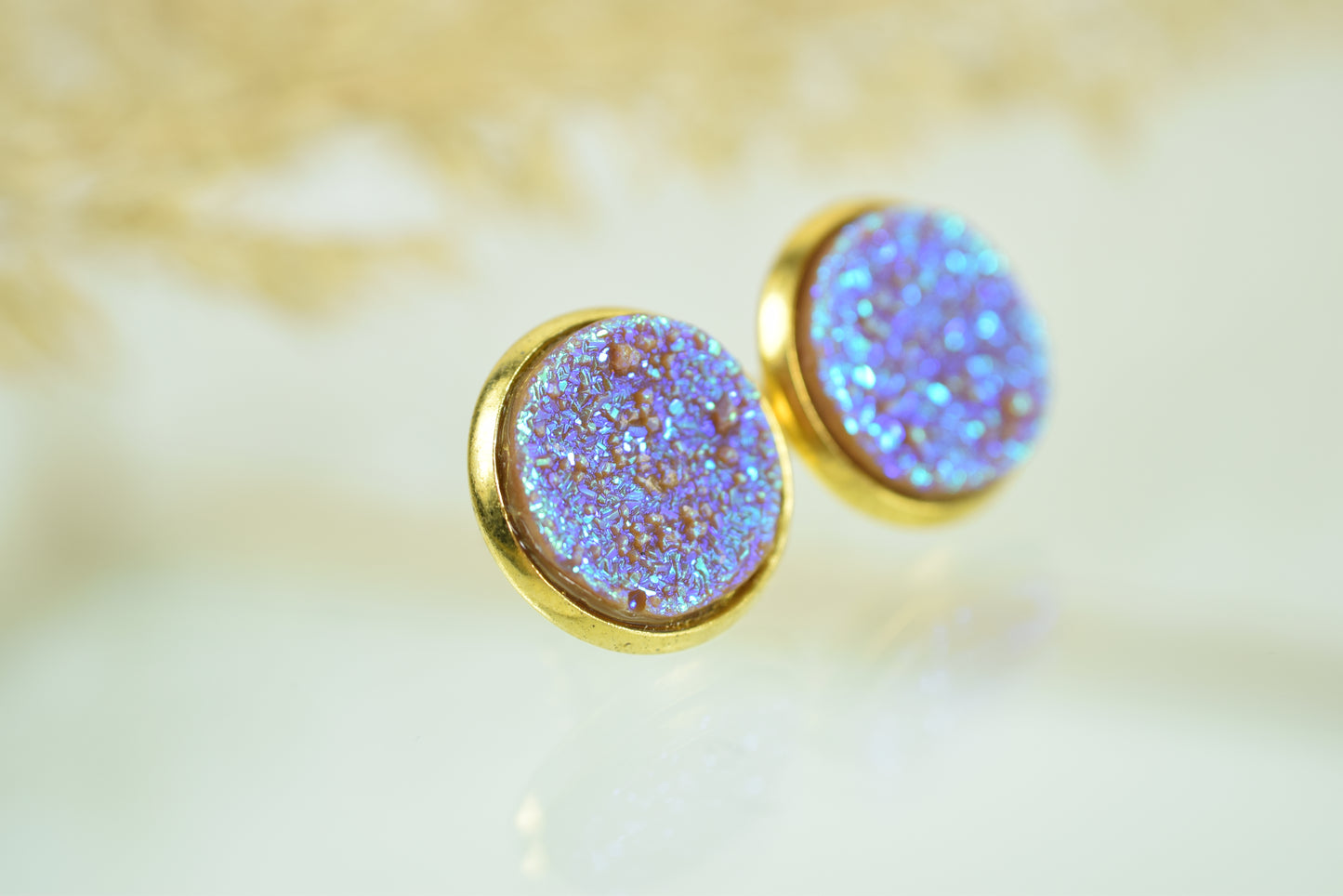 Ohrstecker Kupfer Drusen Look Blau/Lila/Ice ∅12mm