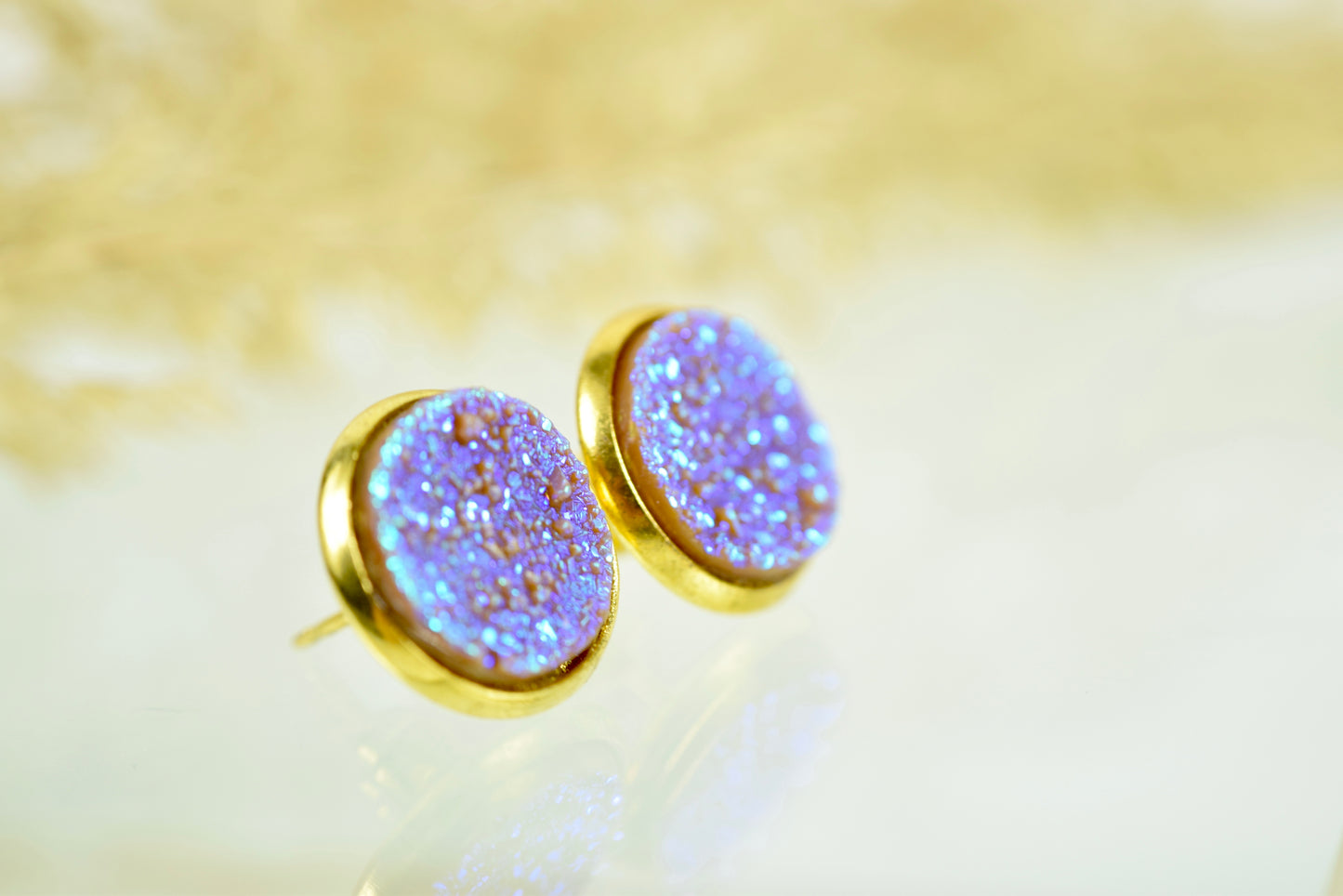 Ohrstecker Kupfer Drusen Look Blau/Lila/Ice ∅12mm