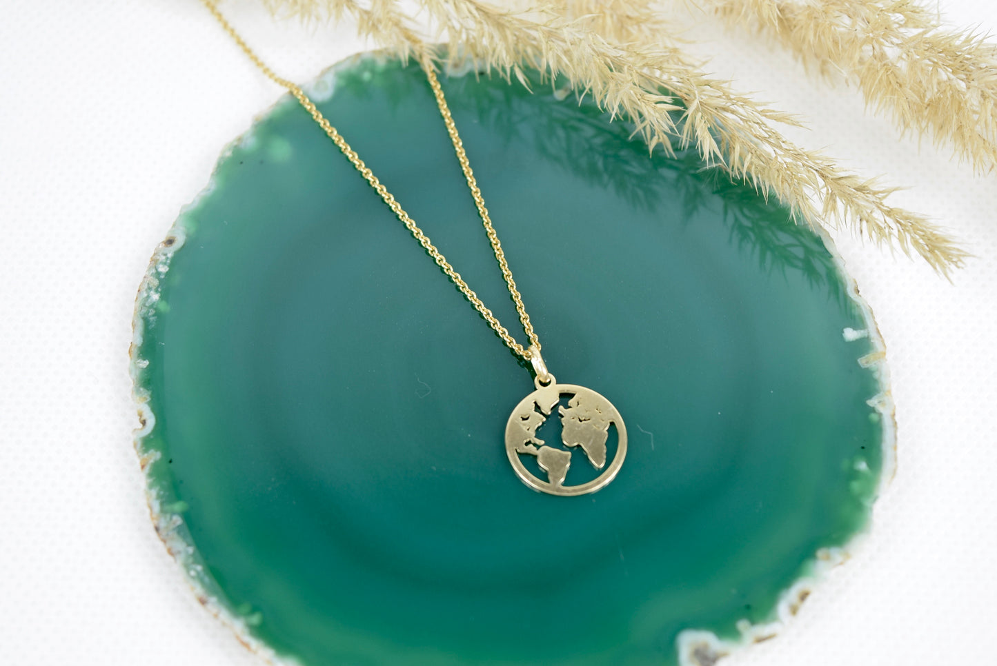 Kette Silber 925 vergoldet Weltkugel, Weltkarte, Erdenbürger,Reise