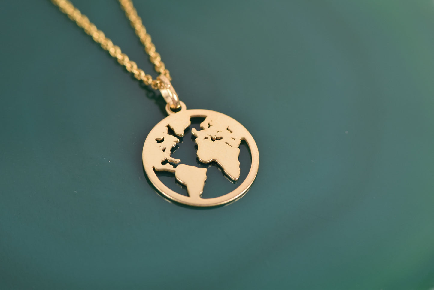 Kette Silber 925 vergoldet Weltkugel, Weltkarte, Erdenbürger,Reise