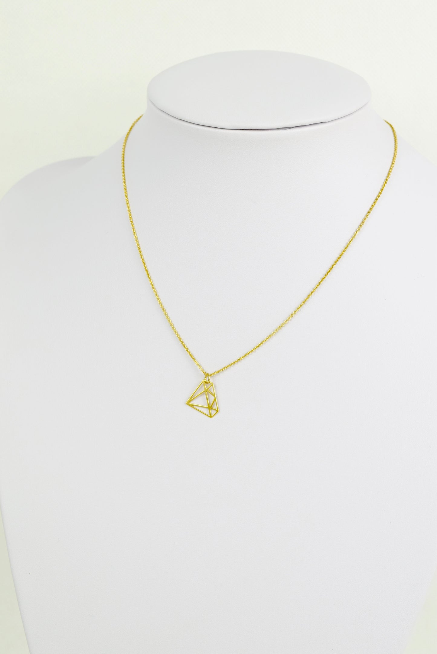 Kette echt Silber 925 vergoldet Diamantform, stilisierter Diamant, grafischer Diamant