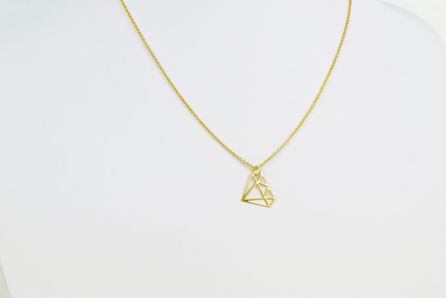 Kette echt Silber 925 vergoldet Diamantform, stilisierter Diamant, grafischer Diamant