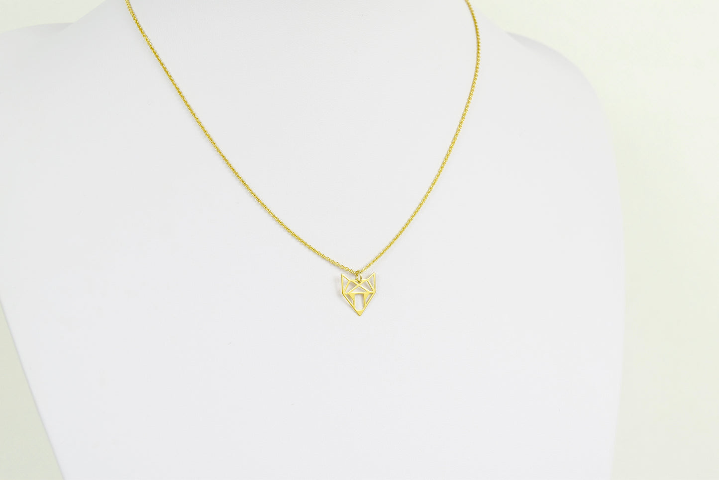 Kette Silber 925 vergoldet, Fuchs, Kitsune, Geometrisch, Herbst, Waldtier