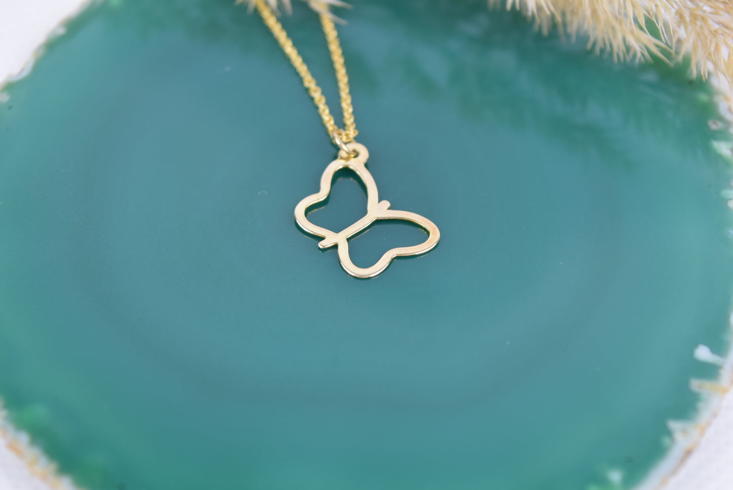 Kette echt Silber 925 vergoldet Schmetterling, offener Schmetterling, Sommer, Auferstehung, Wandel, freie Seele
