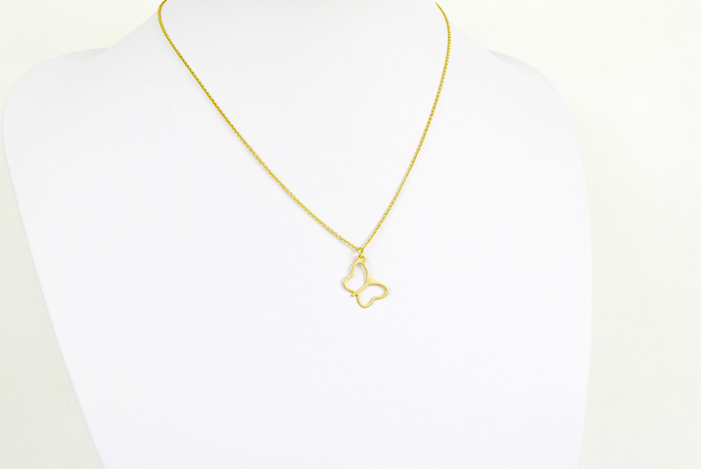 Kette echt Silber 925 vergoldet Schmetterling, offener Schmetterling, Sommer, Auferstehung, Wandel, freie Seele