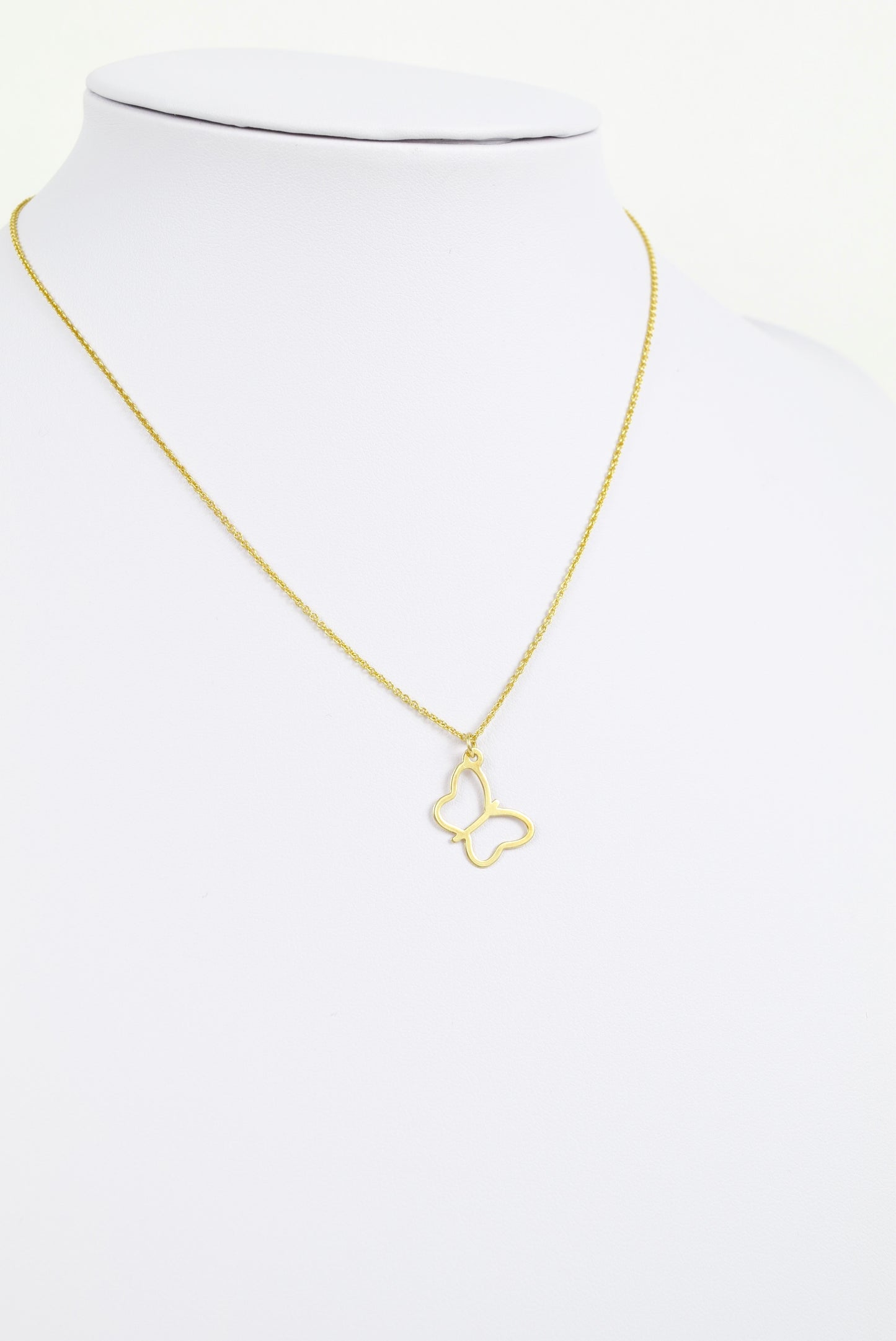 Kette echt Silber 925 vergoldet Schmetterling, offener Schmetterling, Sommer, Auferstehung, Wandel, freie Seele