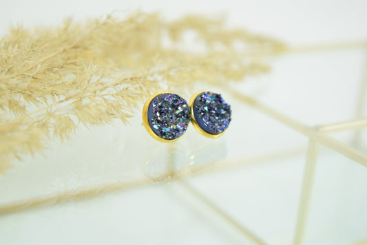 Ohrstecker Gold Mineral Look Ice Blue