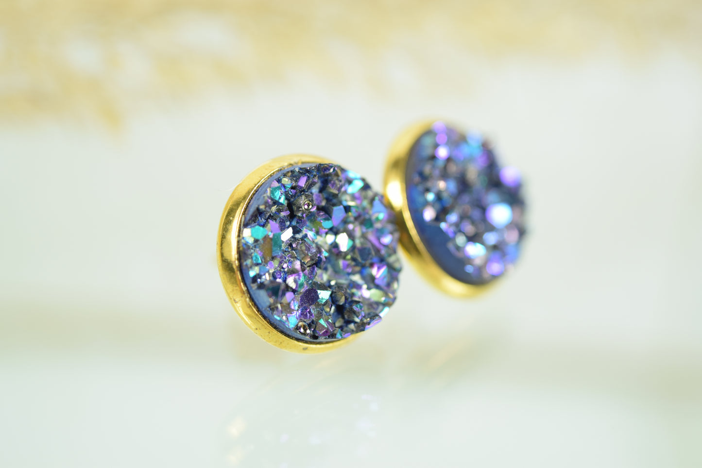 Ohrstecker Gold Mineral Look Ice Blue