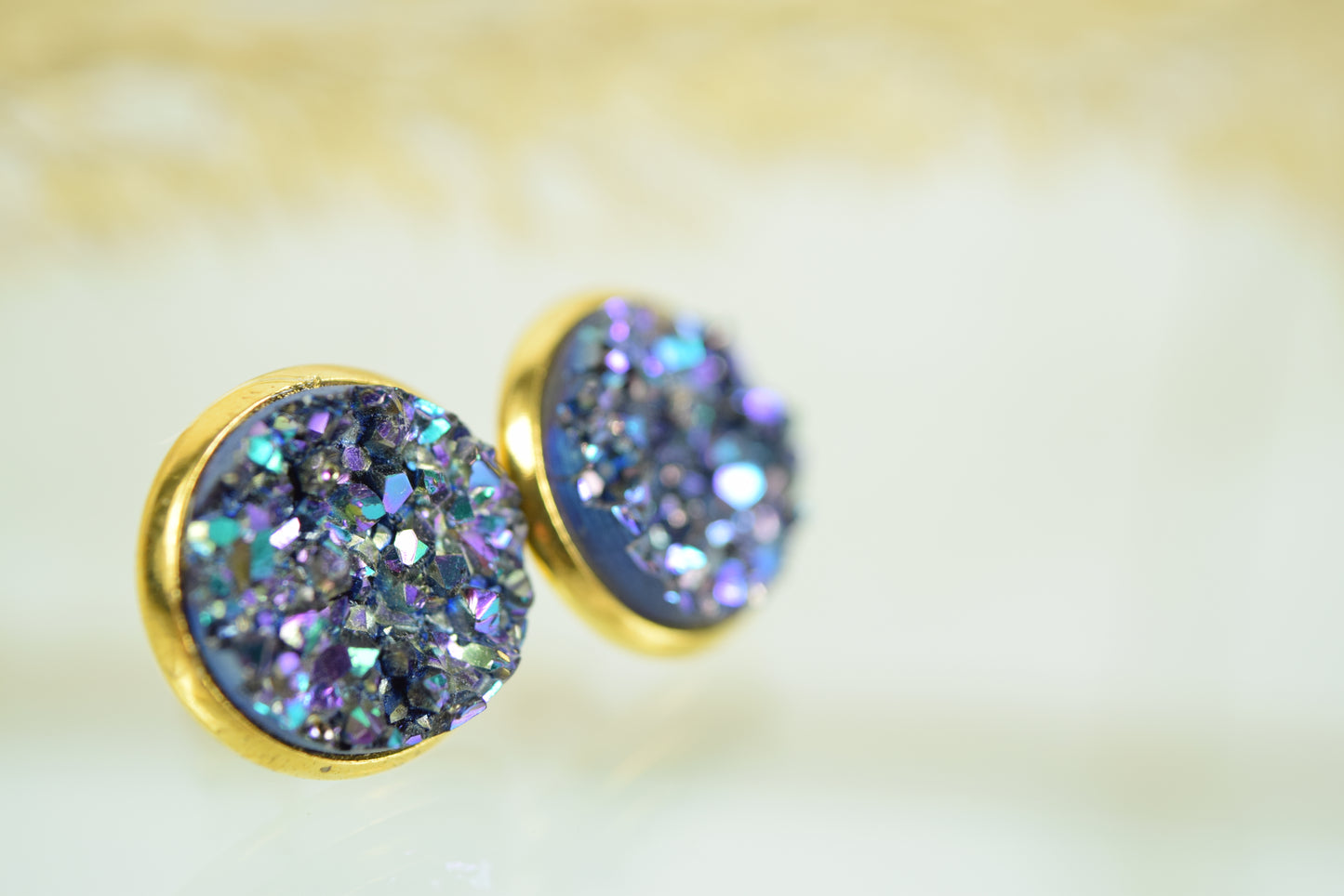 Ohrstecker Gold Mineral Look Ice Blue