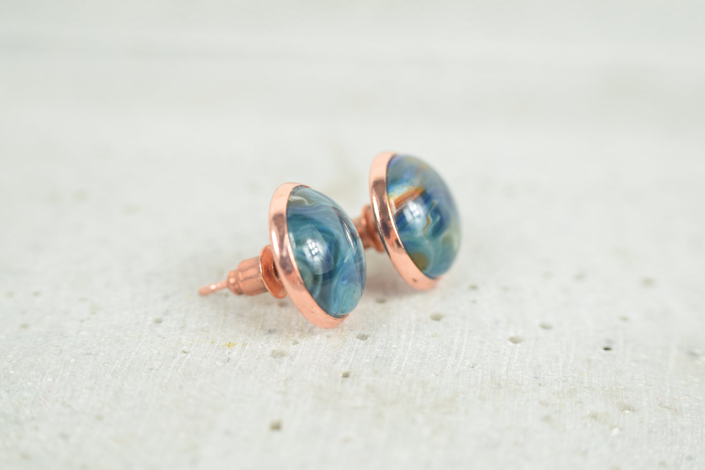 Ohrstecker Kupfer Cabochon Emerald Grün Edelstein Look