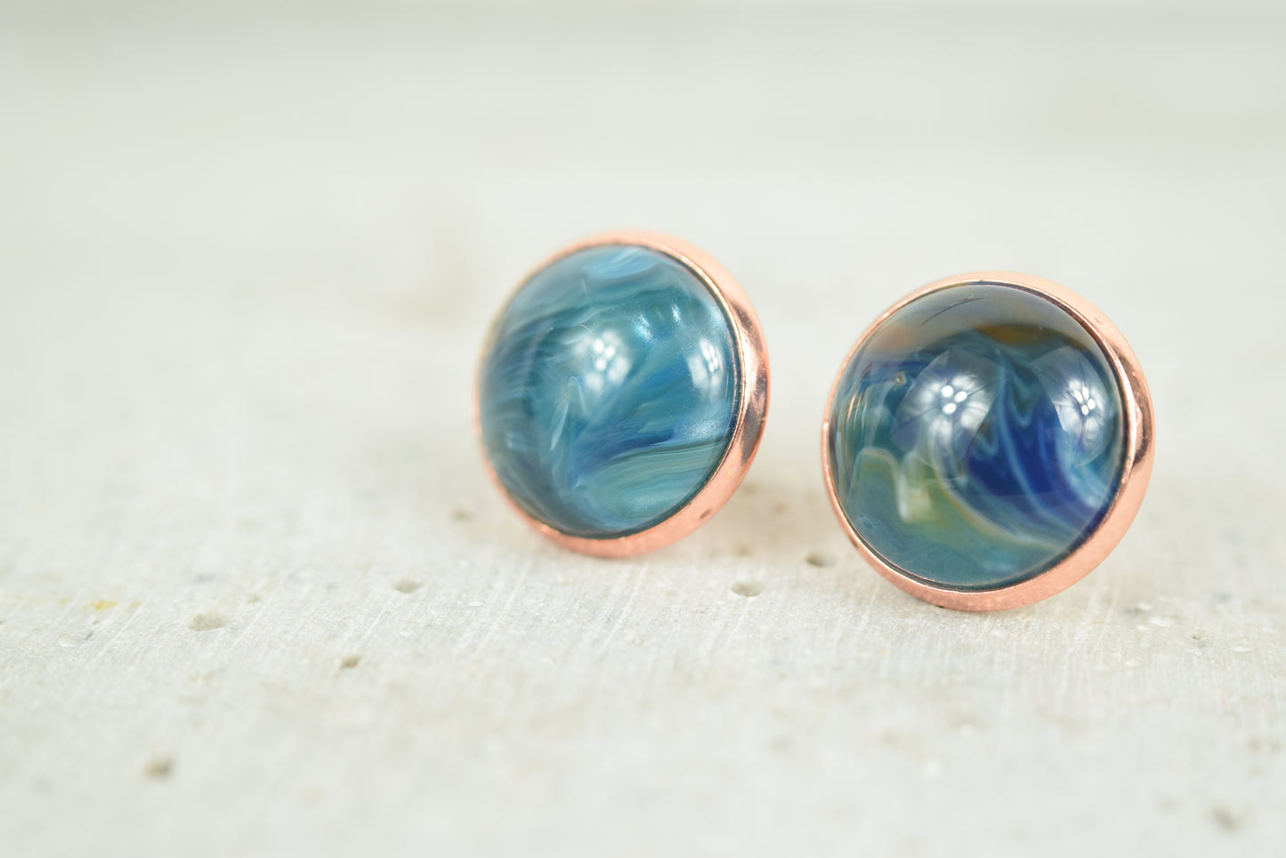 Ohrstecker Kupfer Cabochon Emerald Grün Edelstein Look