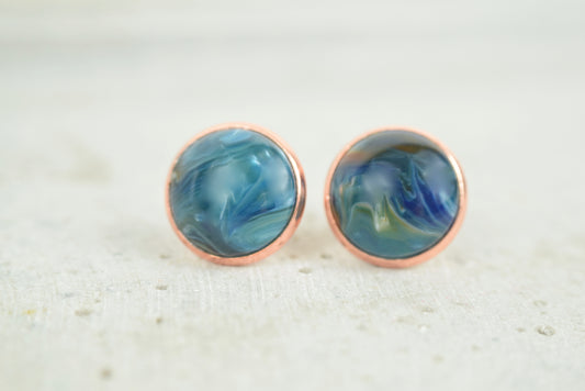 Ohrstecker Kupfer Cabochon Emerald Grün Edelstein Look