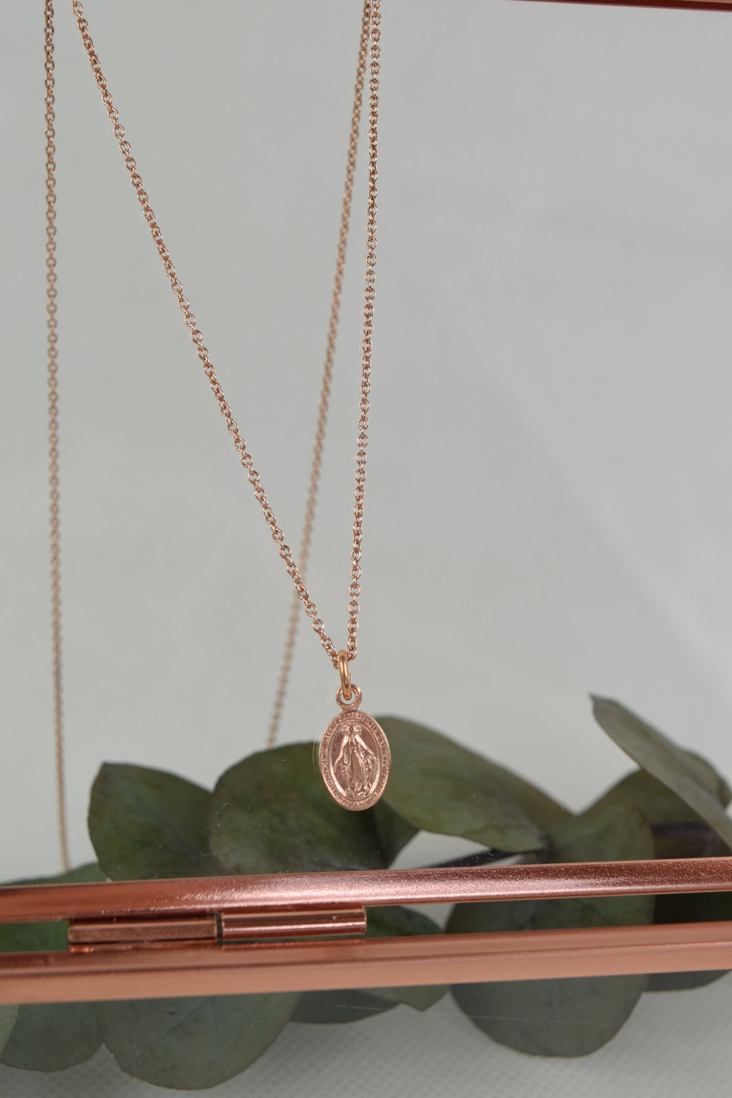 Kette Silber 925 rosévergoldet Wundertätige Medaille, heilige Maria, Mantra, Medaillon, Talisman, Schutzpatron