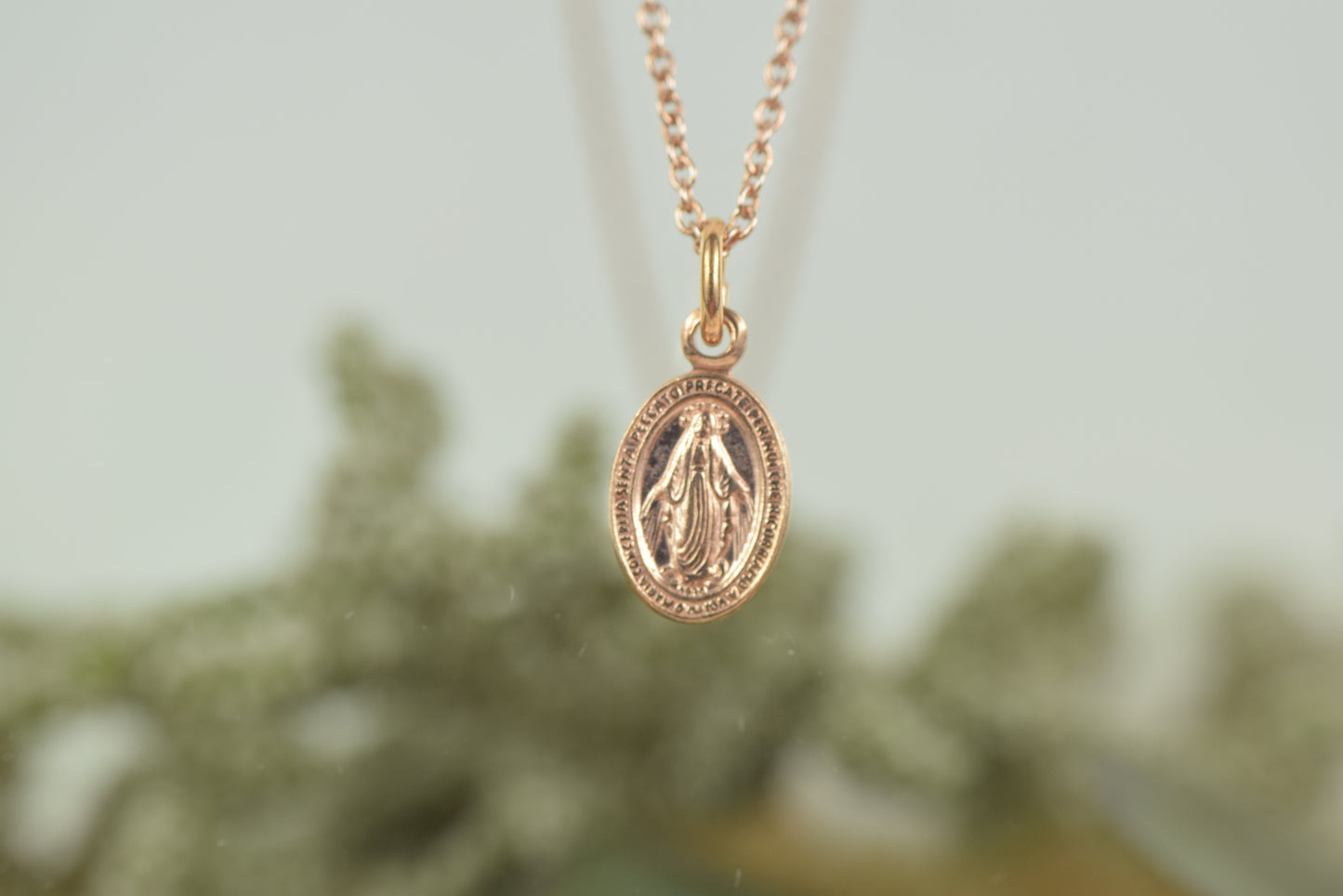 Kette Silber 925 rosévergoldet Wundertätige Medaille, heilige Maria, Mantra, Medaillon, Talisman, Schutzpatron